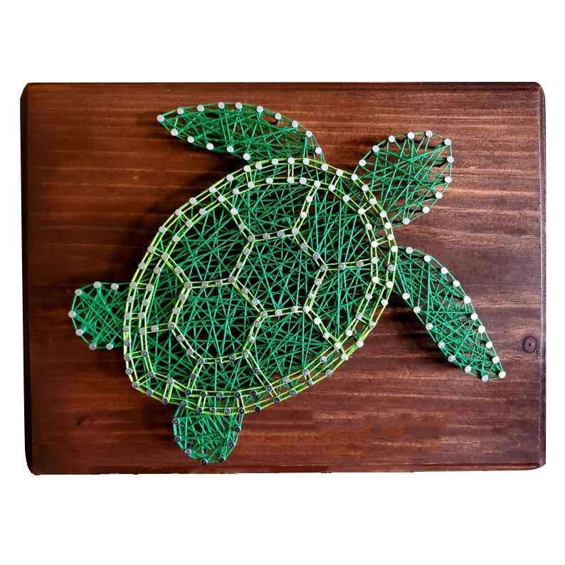 String Art - Sea Turtle 5" x 5"-Ainnpuzzle