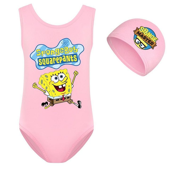 Sponge Master Spongebob Squarepants Print Girls One Piece Swimsuit-Mayoulove