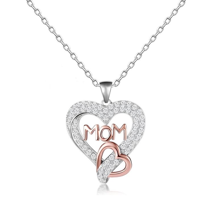 For Mom - S925 I Love You with All My Heart Mom Necklace