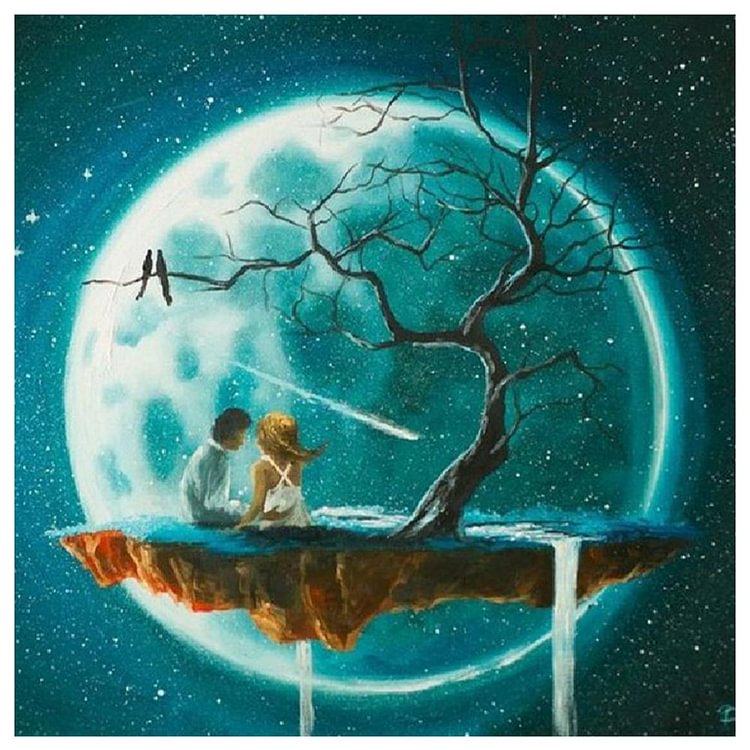 Tree & Moon - Full Round Drill Diamond Painting - 30x30cm(Canvas)