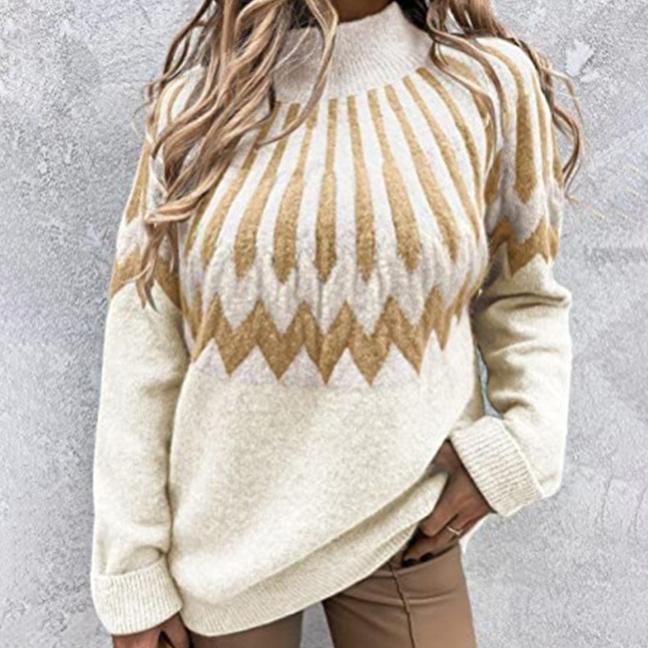 Mayoulove High collar ethnic style sweater-Mayoulove