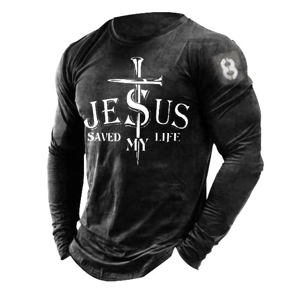 Mens Jesus Saved My Life Retro T-shirts / [viawink] /
