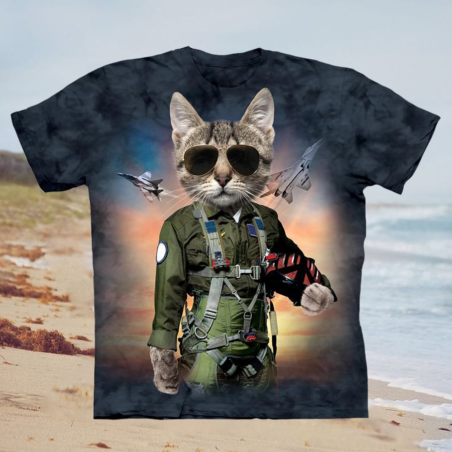 Fashion casual 3D cat unisex t-shirt / [viawink] /