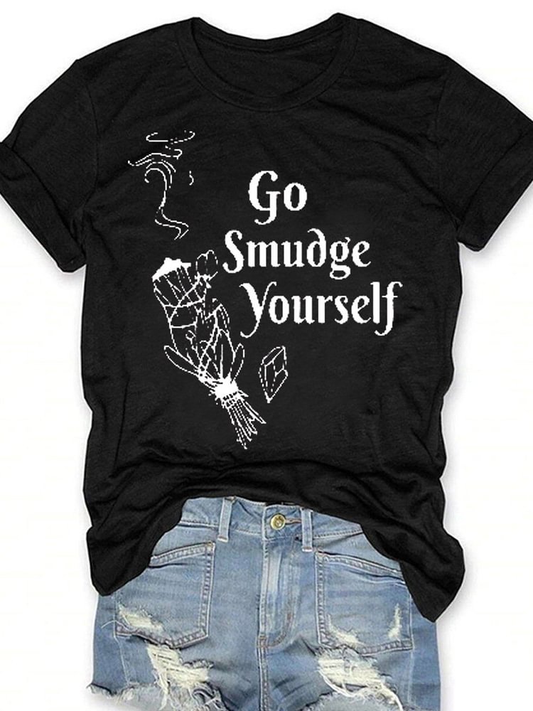 Go Smudge Yourself Print Short Sleeve T-shirt-Mayoulove