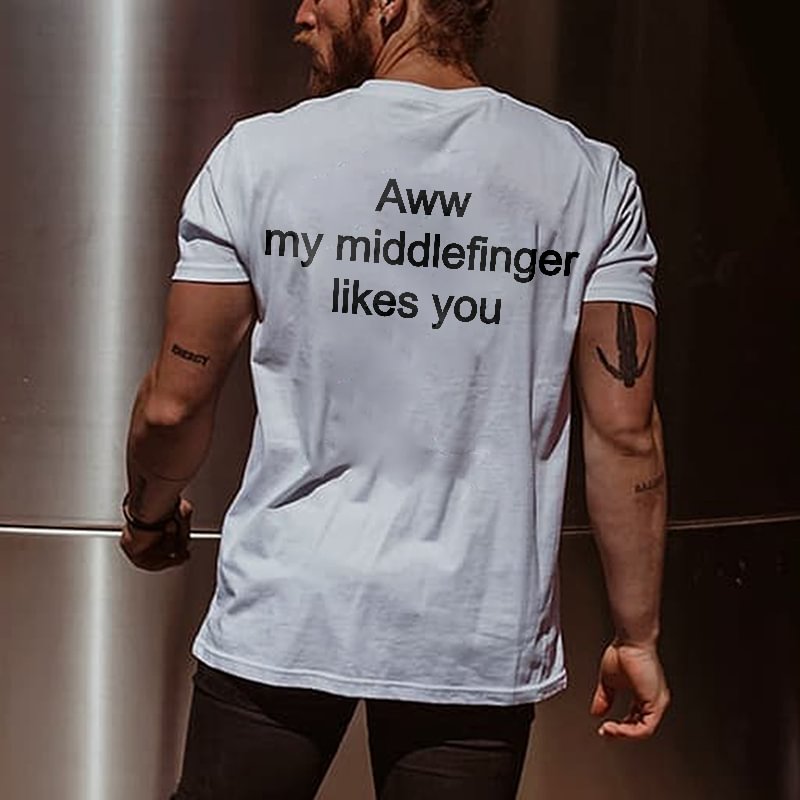 Aww My Middlefinger Likes You Printed Men's T-shirt -  UPRANDY