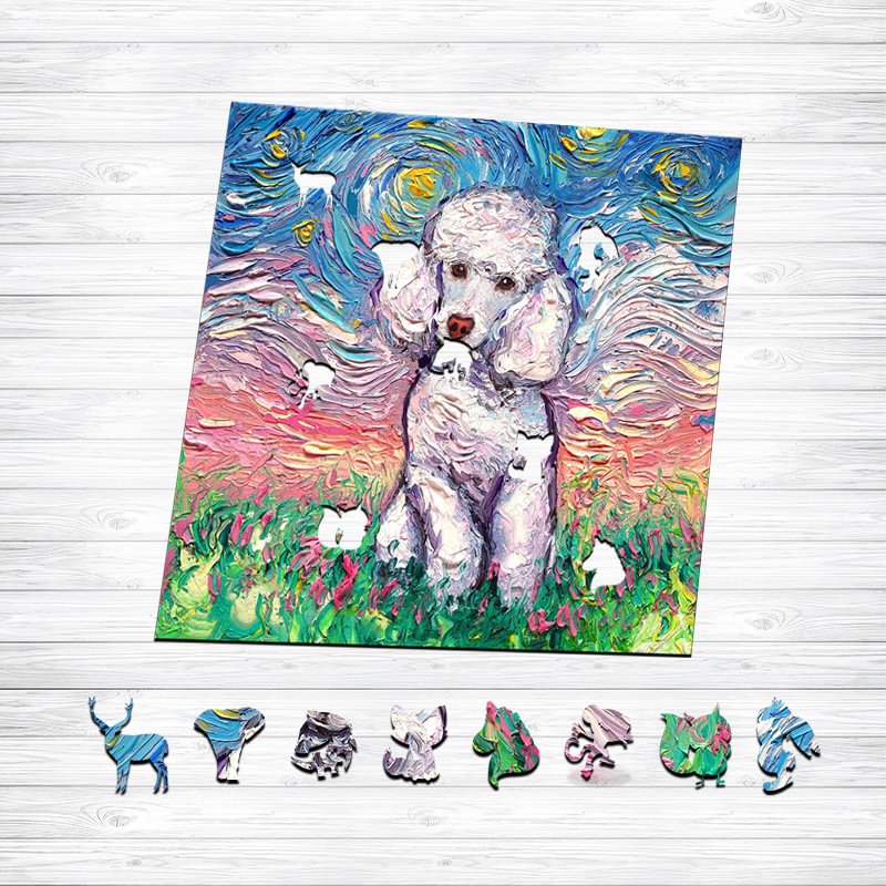 JEFFPUZZLE™-JEFFPUZZLE™ Van Gogh Starry Sky - Poodle Wooden Puzzle