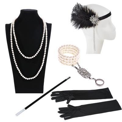 Mayoulove Womens 1920s Flapper Dress Accessories Set-Mayoulove
