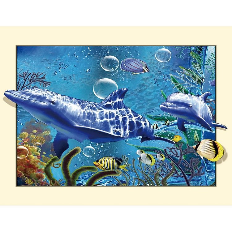 Dolphin - Round Drill Diamond Painting - 45x35cm(Canvas)