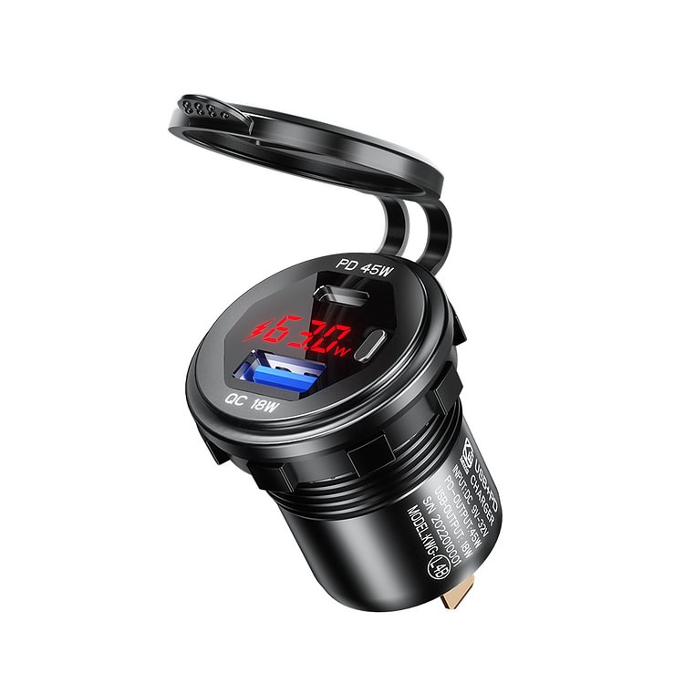 QC3.0 2 USB Car Charger 9V-32V LED Digital Voltmeter Car Adapter Socket