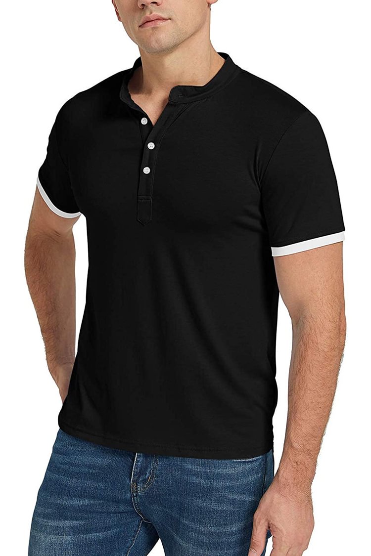 Tiboyz Solid Henley Short Sleeve T-Shirt