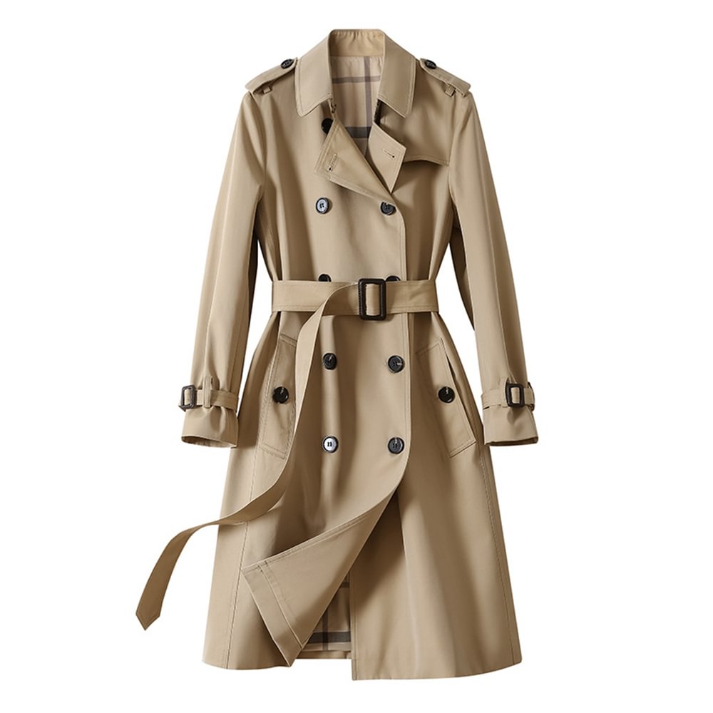 Temperament Commuting Simple Mid-length Trench Coat-vocosishoes