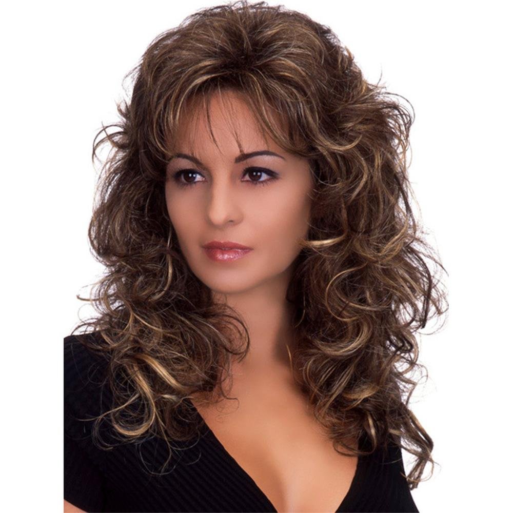 European and American WIG Fashion Ladies Mid-length Curly Hair Synthetic Headgear-Corachic