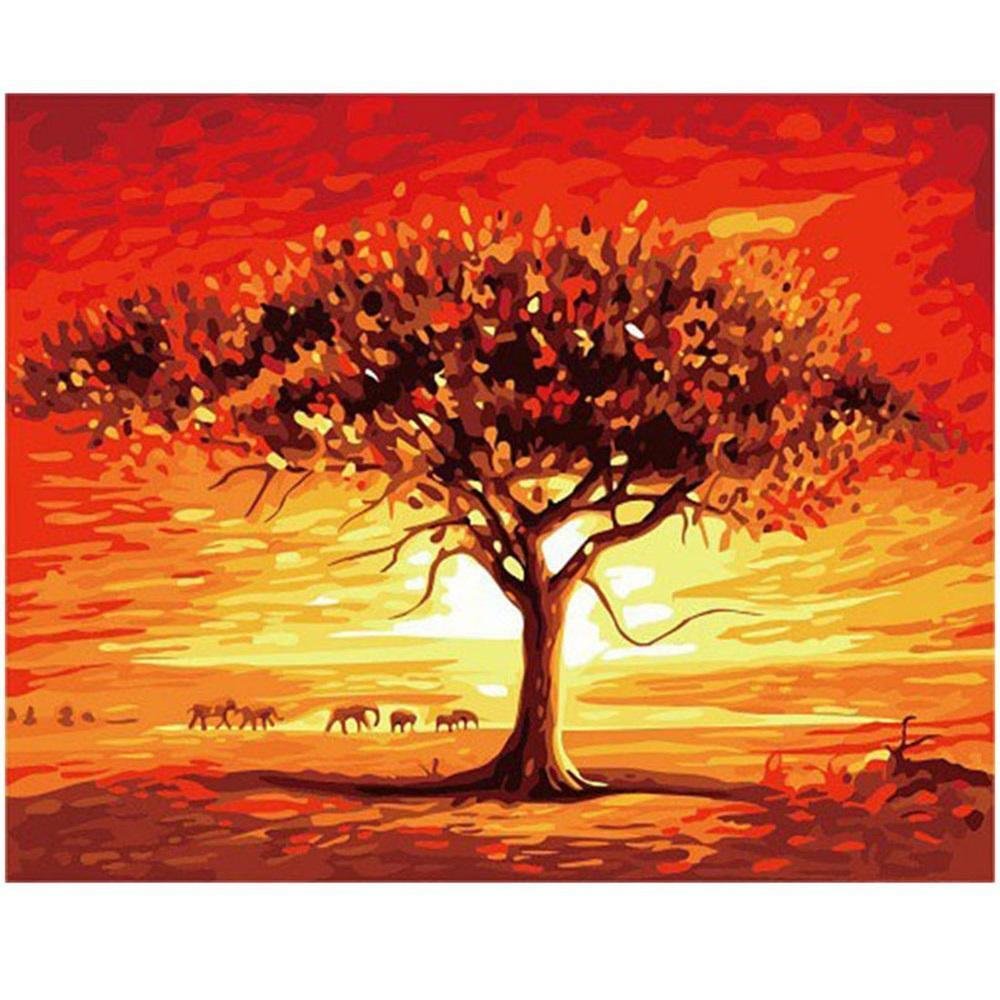 DIY Paint by Numbers Canvas Painting Kit for Kids & Adults - Burning Tree of Life、bestdiys、sdecorshop