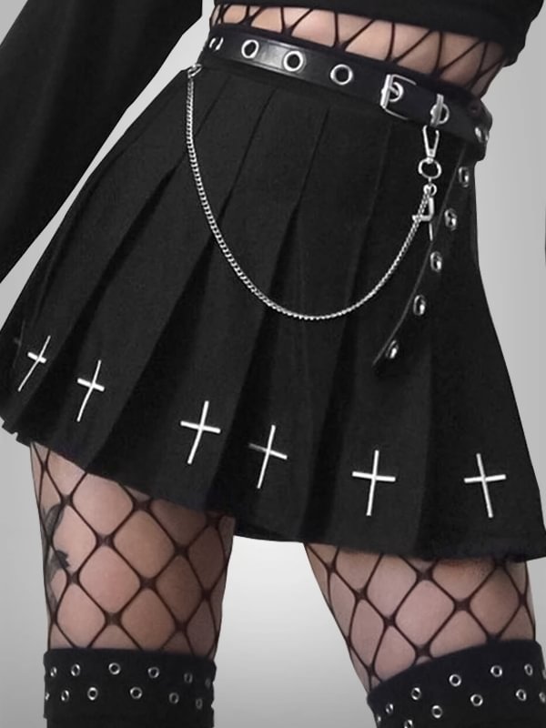 Dark Angel Pleated Gothic Skirts with Lining