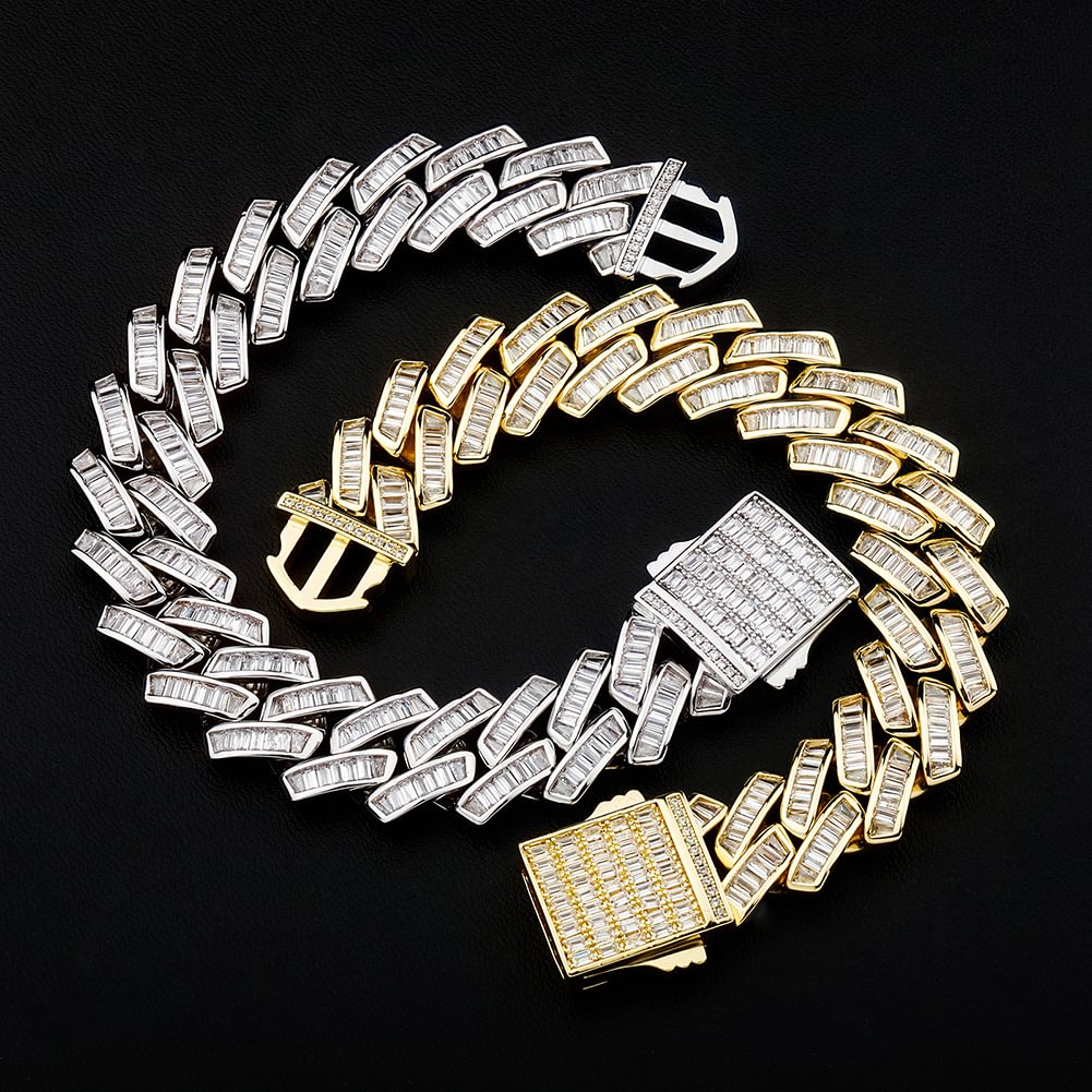 18MM Baguette Prong Cuban Link Bracelet-VESSFUL
