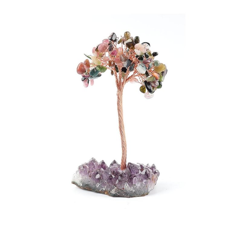 Crystal Chips Tree with Amethyst Cluster Base