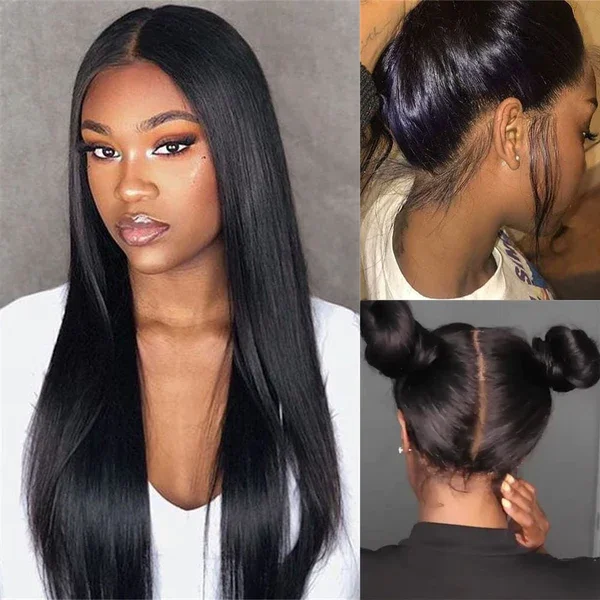 🔥 Best Sale 🔥 Glueless 5×5 Lace Closure Wigs | Black Staight Hair Wigs | Natural Hairline