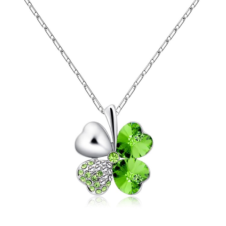 Irish By Blood American By Birth Patriot By Choice Four-Leaf Clover Crystal Necklace