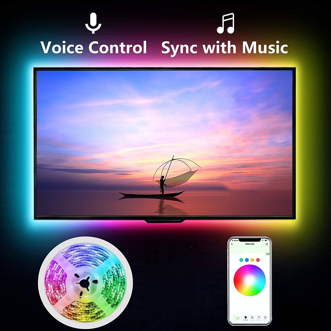 Led Lights for TV, 32 Ft TV Backlight with Voice Control, Music Sync Strip light、、sdecorshop