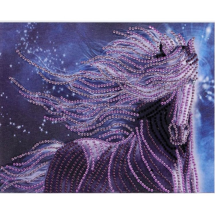 Purple Horse Special Part Drill Diamond Painting 30X25CM(Canvas)-gbfke