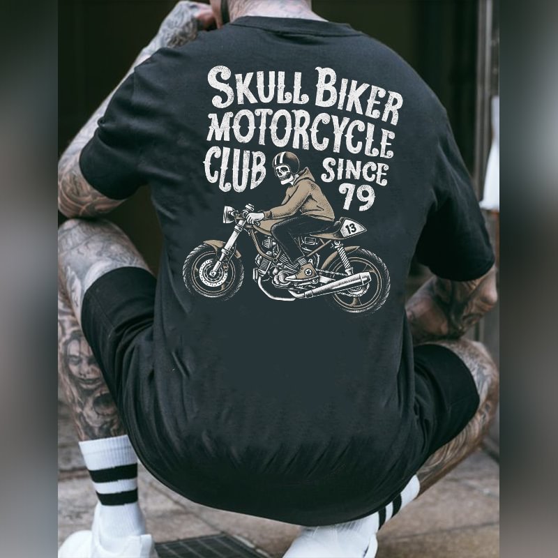 UPRANDY Skull Biker Motorcycle Club Since Printed Men's T-shirt -  UPRANDY