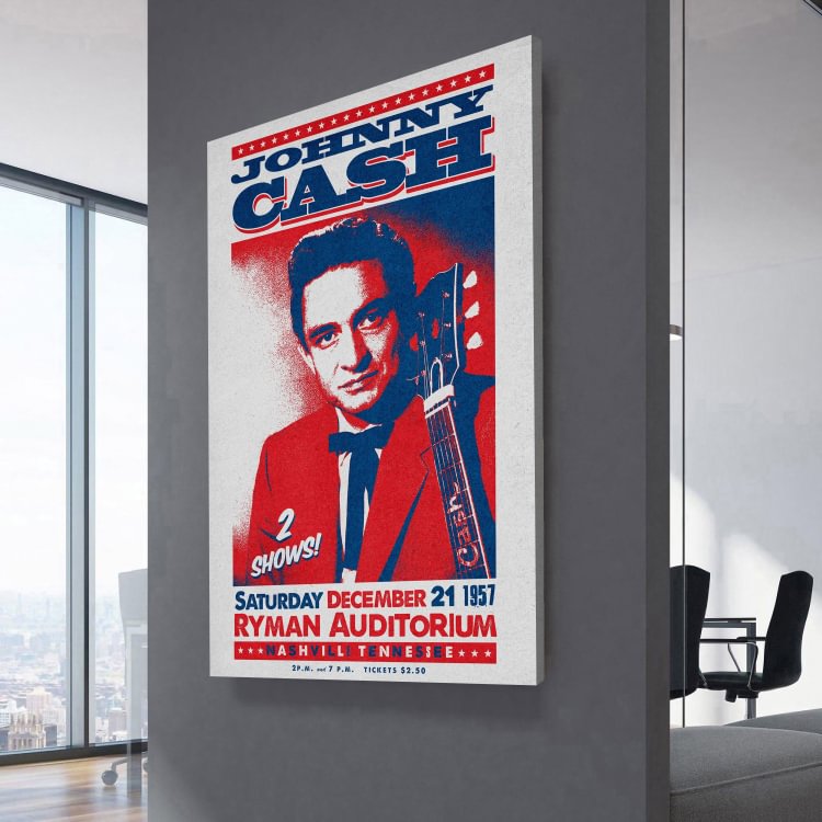 Johnny Cash Ryman Auditorium Live Tour 1957 Poster Canvas Wall Art