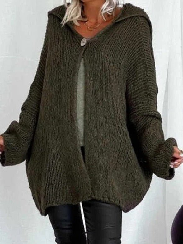 Women's Sweaters Solid Doll Sleeve Hooded Sweater