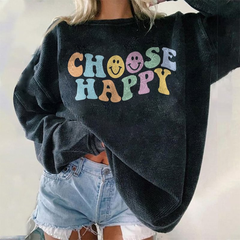 Minnieskull Choose Happy Letters Sweatshirt - Minnieskull