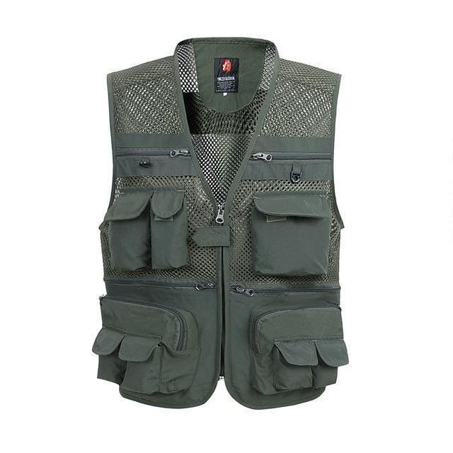 Mens Mesh Vest Casual Thin Breathable Multi Pocket Waistcoat Vest With Many Pockets-Corachic