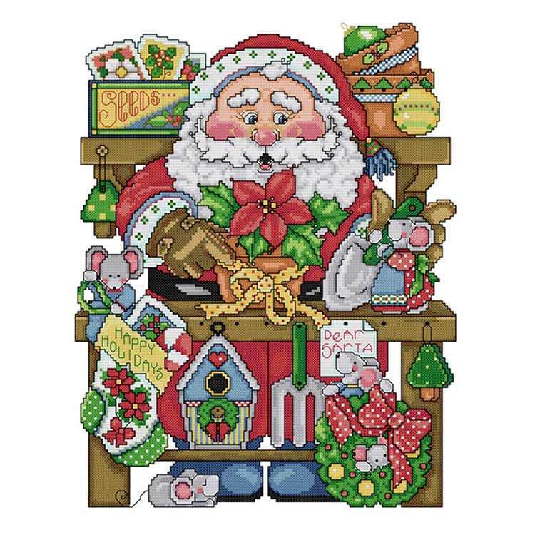 Merry Christmas - 14Ct Stamped Cross Stitch Kit 44*36CM
