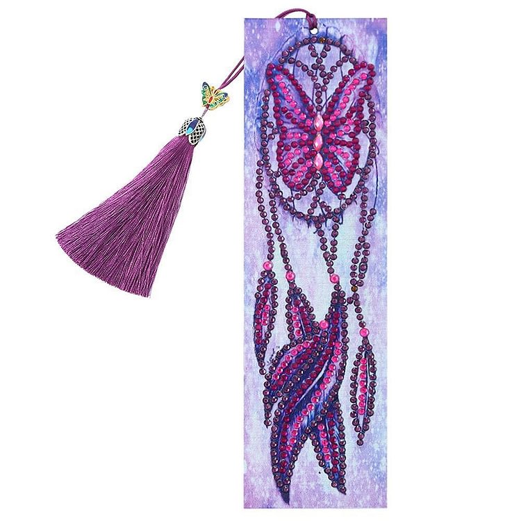 DIY Dreamcatcher Special Shaped Diamond Painting Leather Bookmark w/Tassel