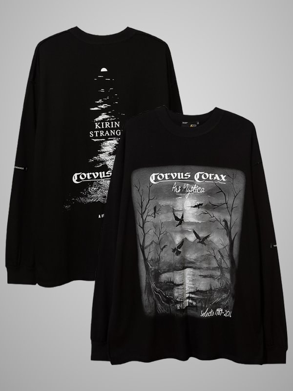 Gothic Dark Street Graphic Oversize Sweatshirt