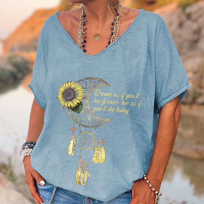 Dream As If You'll Live Forever Hippie Dreamcatcher T-shirt