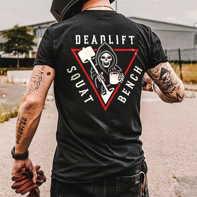 Squat Bench Letters Printed Men's T-shirt -  