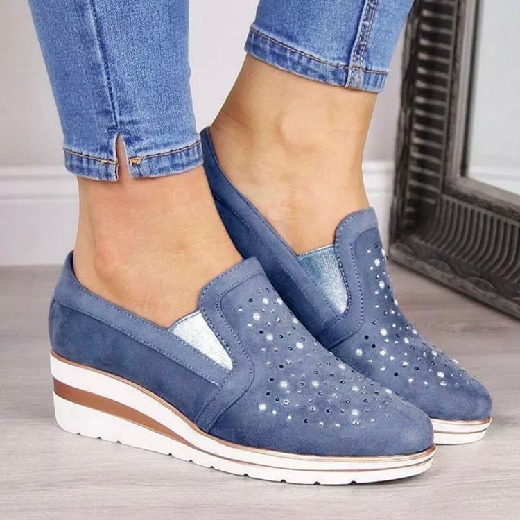 Water diamond european and american casual shoes women's spring and autumn large size casual wedge shoes