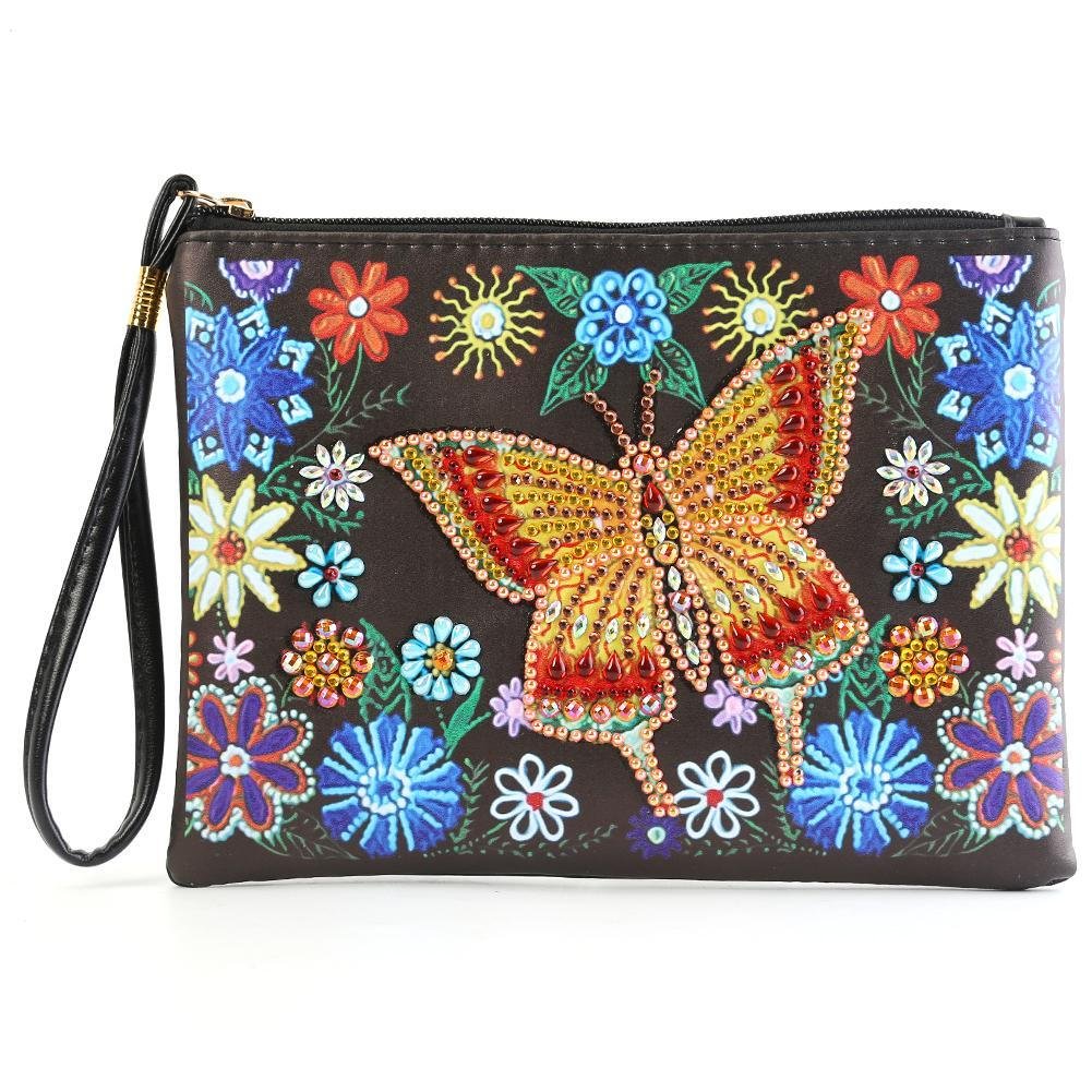 DIY Butterfly Special Shaped Diamond Painting Wristlet Clutch Women Portefeuille