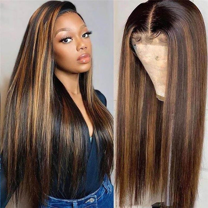 New Wig Women's European and American Gradient Long Straight Hair Chemical Fiber High Temperature Silk Headgear-Corachic