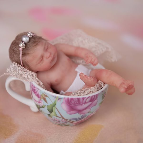 Miniature Doll Sleeping Full Body Silicone Reborn Baby Doll, 5 Inches Realistic Newborn Baby Doll Girl Named Josie