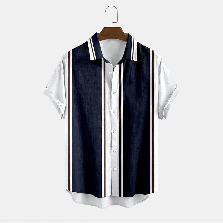BrosWear Stylish Simplicity Print Short Sleeve Shirt