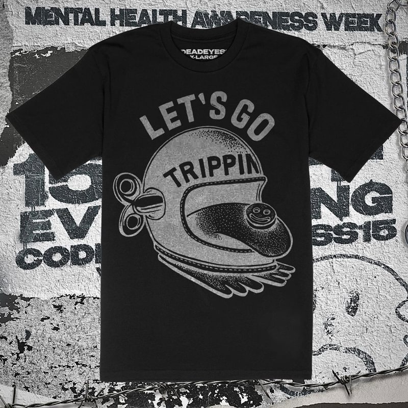 UPRANDY LET'S GO TRIPPIN printed black T-shirt designer -  UPRANDY