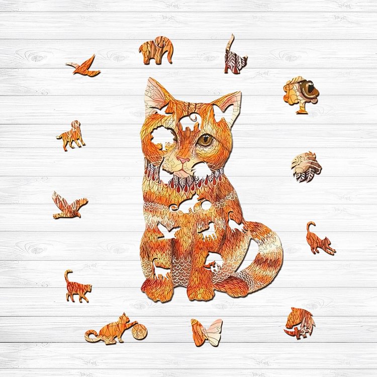 Orange Cat Wooden Jigsaw Puzzle