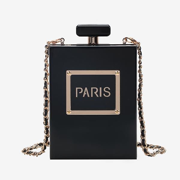 Acrylic Perfume Women Casual Black Bottle Handbag-VESSFUL