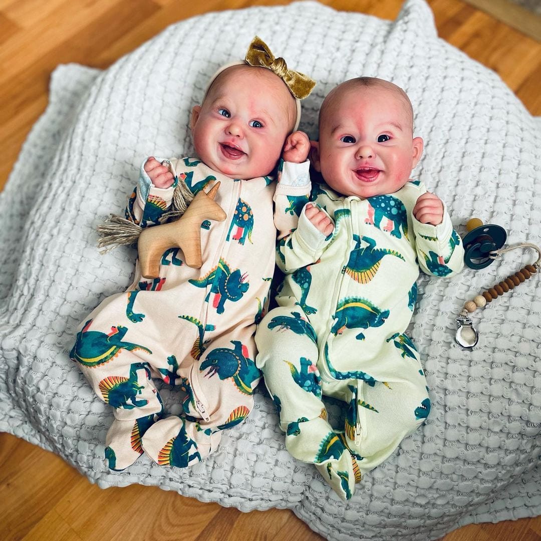 Lifelike 19 Inches Reborn Twins Toddler Sister Ronak & Ronav