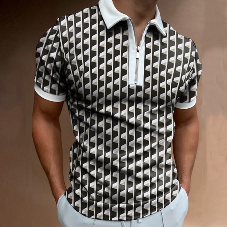 Black White Fashion Short-sleeved Polo Shirt