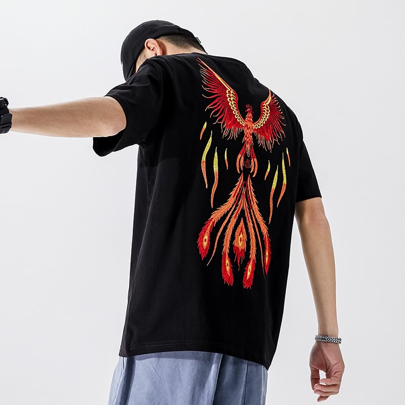 Phoenix Embroidery T-shirt / Techwear Club / Techwear