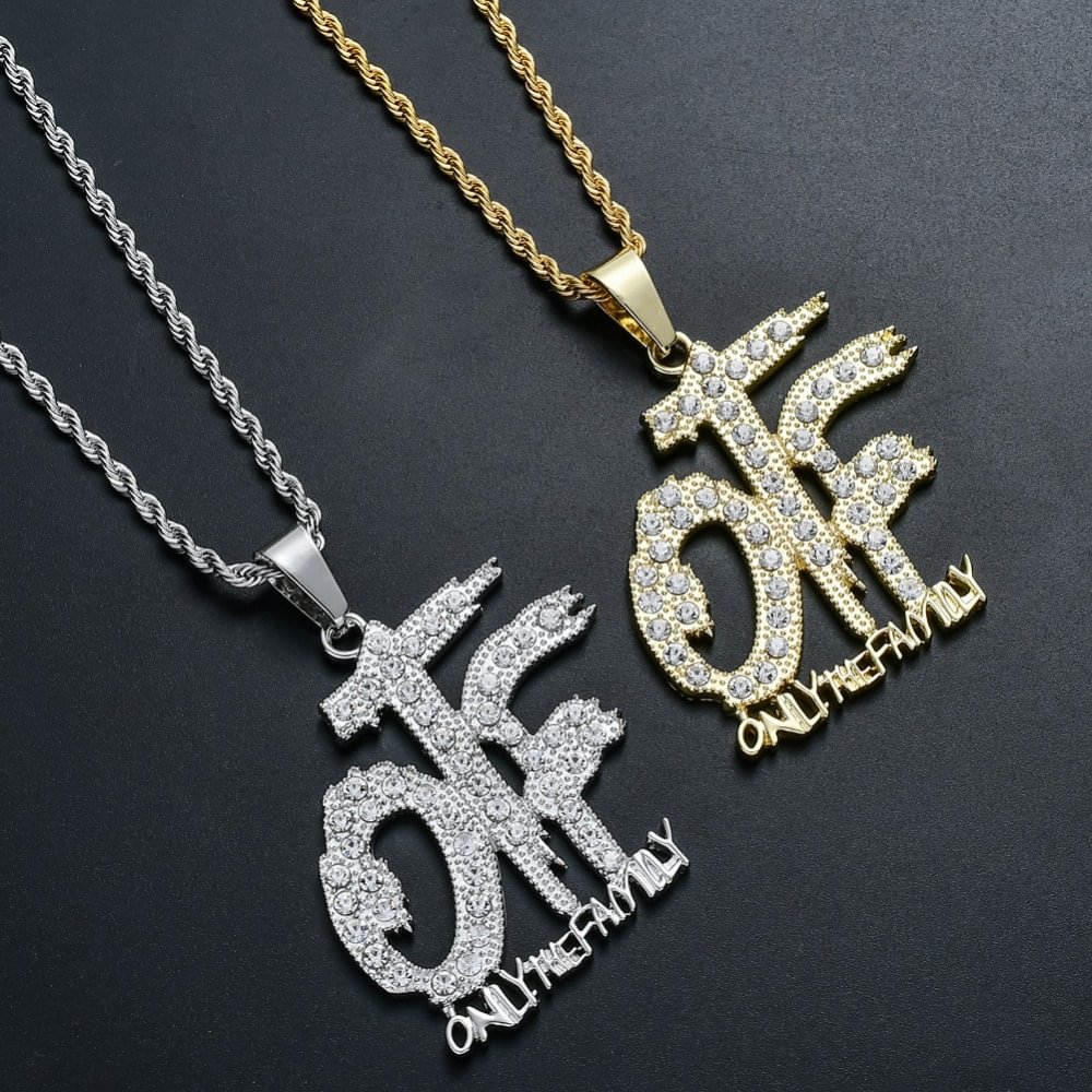 ONLY THE FAMILY Hip Hop Iced Out OTF Pendant Necklace-VESSFUL