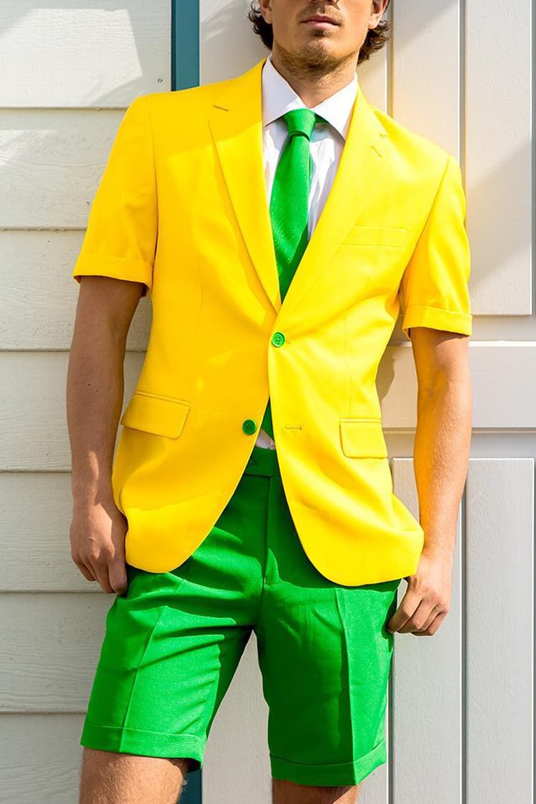 Tiboyz Outfits Contrast Color Blazer And Shorts Suit