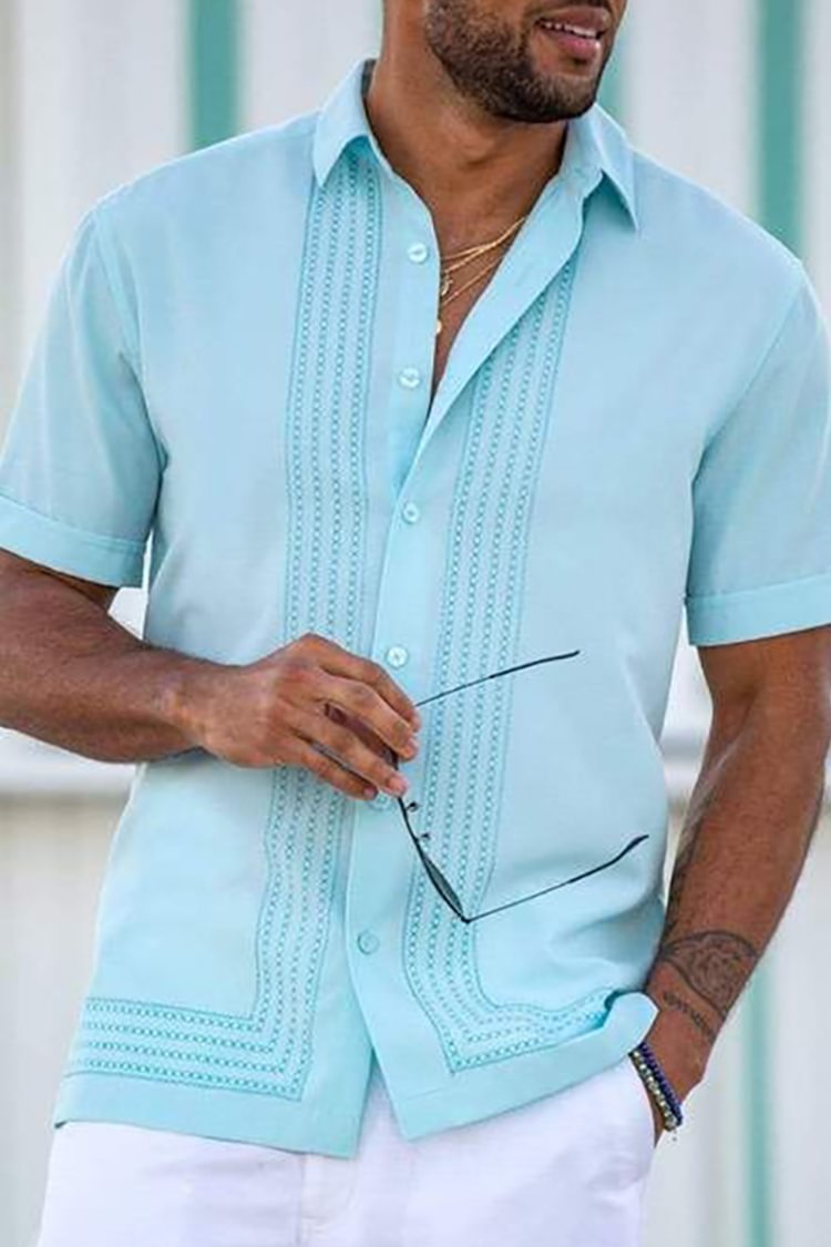 Tiboyz Men's Casual Fashion Blue Shirt
