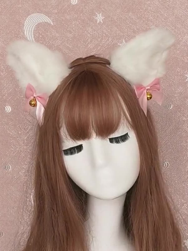 Sweet Plush Bow Cat Ears Hair Hoop