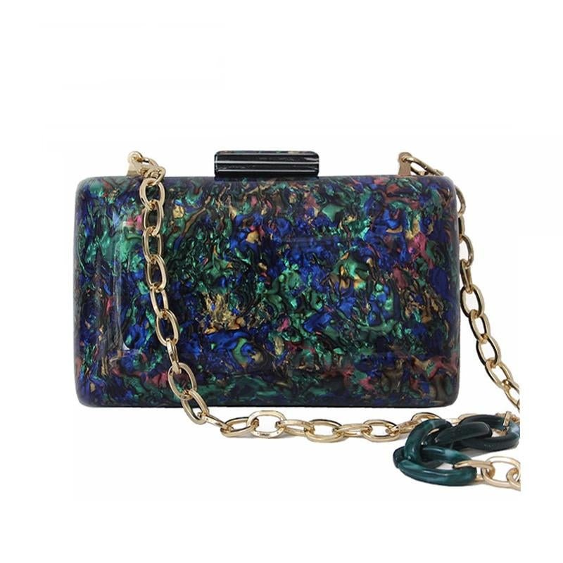 Women Bag Vintage Colorful Marble Party Prom Evening Bag-VESSFUL